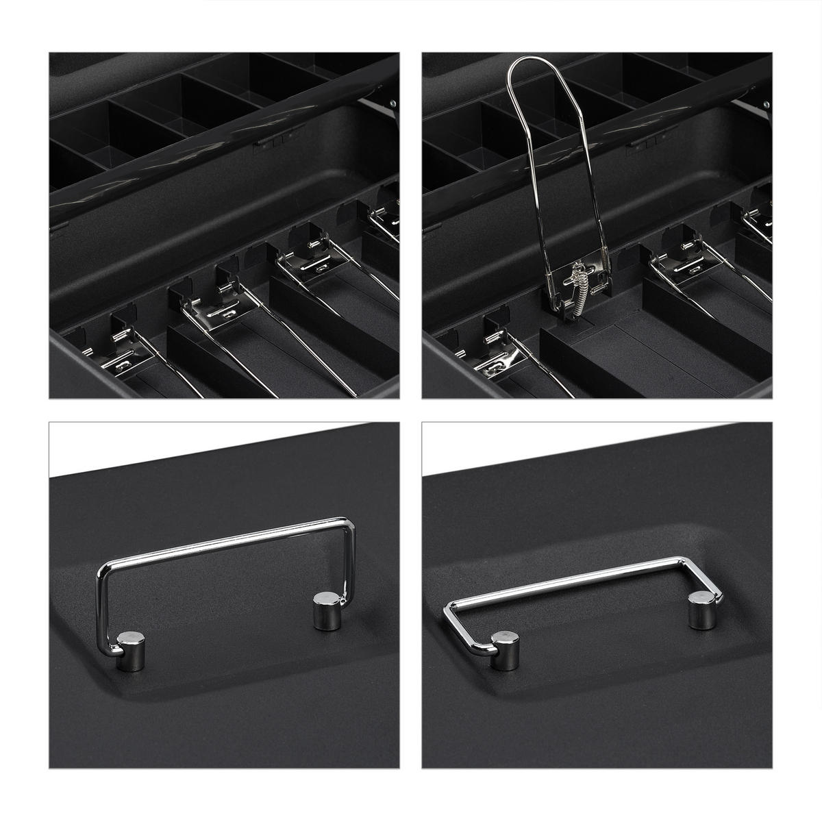 GELDKASSETTE - Schwarz, Kunststoff/Metall (30.5/8.5/24.5cm) - Relaxdays