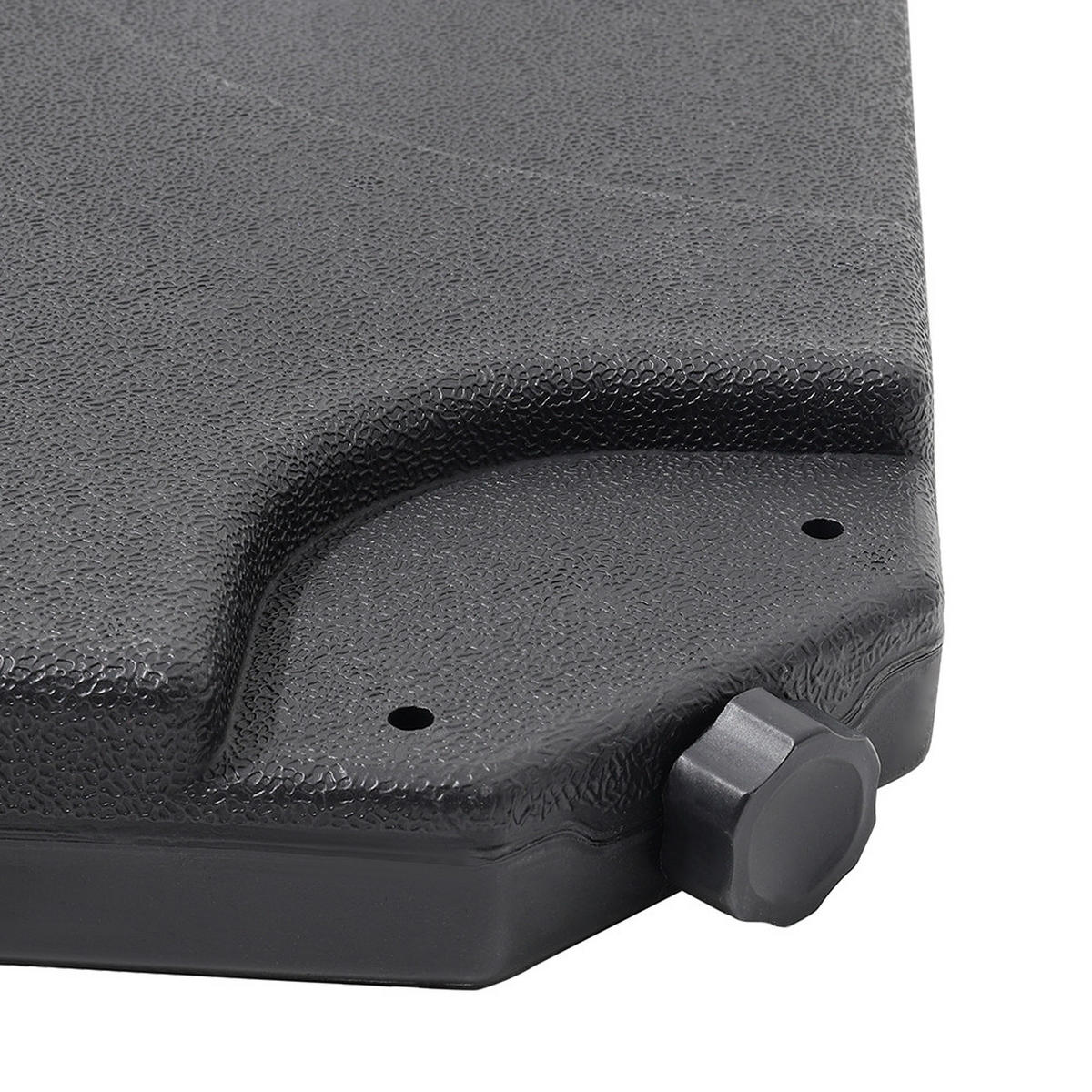 SONNENSCHIRMFUSS 4er-Set aus HDPE in Schwarz quadratisch mit Wasser oder Sand befüllbar wetterfest und standfest 150 × 50 × 7,5 cm je 8,8 kg - Schwarz, Kunststoff (50/50cm) - Livingandhome