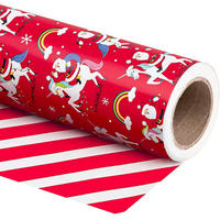 GESCHENKPAPIER Wendbar 43,2 cm x 10 m Weihnachtsmann Einhorn Streifen - Multicolor, Papier (4/44/4cm)