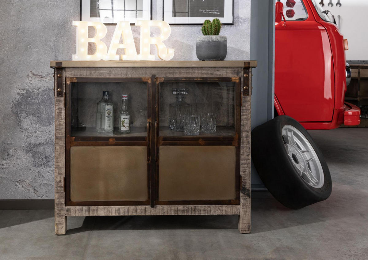 SIDEBOARD Mango 100x40x90 braun lackiert HEAVY INDUSTRY #227 - Braun, Holz (100/90/40cm) - Massivmoebel24