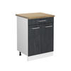 KÜCHENUNTERSCHRANK R-Line Schwarz Beton 60 cm AP Eiche - Schwarz/Weiß, Holzwerkstoff (60/81.6/60cm) - Vicco
