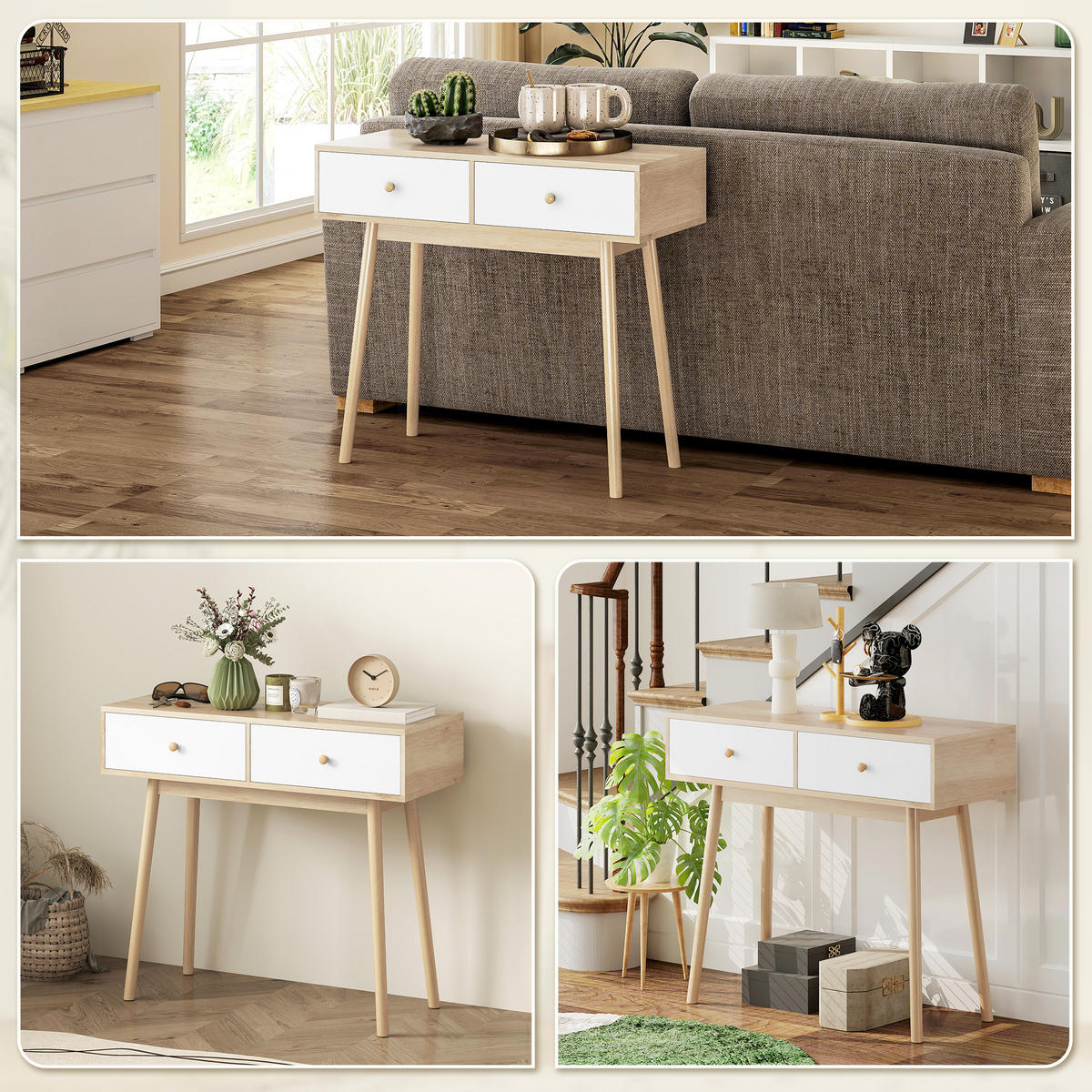 KONSOLENTISCH Eiche Melamin in Holzoptik 1 Stück - Beige, Kunststoff (86/35/75cm) - GiPP