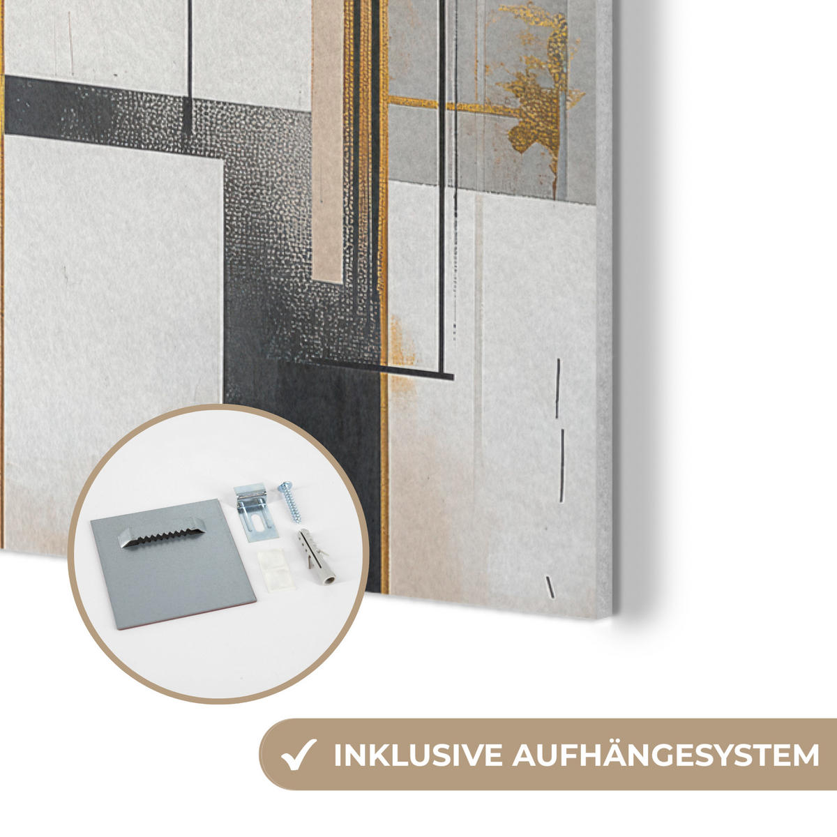 AKUSTIKBILD Abstrakt - Gold - Silber - Formen - Ästhetisch - Modern Wanddeko 60x90 cm - Goldfarben, Kunststoff (60/90/0.9cm) - MuchoWow