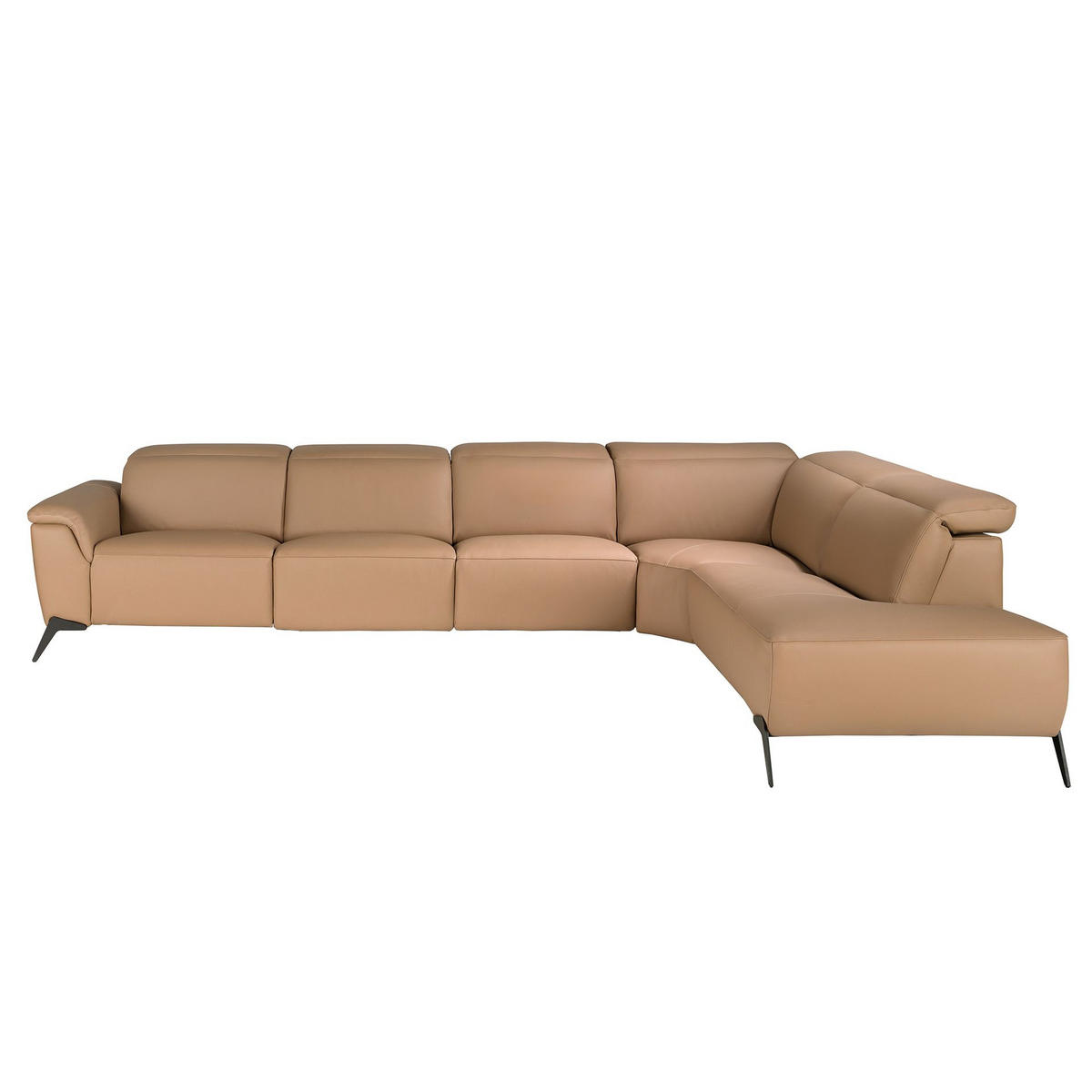 ECKSOFA Modulares Relax-Chaiselongue-Sofa rechts aus braunem Leder 376/240/104cm - Ecru/Hellbraun, Leder/Holz (376/240cm) - ANGEL CERDA