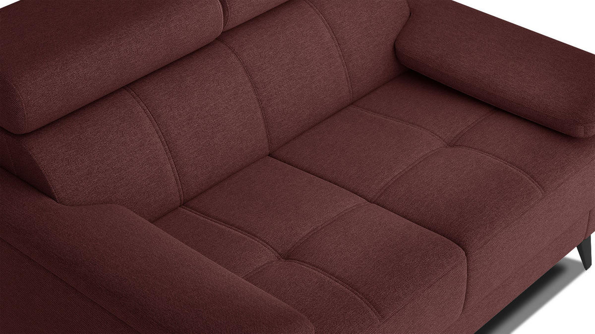 SOFA TAUNUS 2-Sitzer, bordeaux - Bordeaux/Schwarz, Holzwerkstoff/Textil (141/80/102cm) - Courtois Laville
