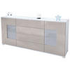 SIDEBOARD Grömitz Sandgrau Hochglanz - Sandfarben, Holzwerkstoff (166.5/75.5/35cm) - Vladon