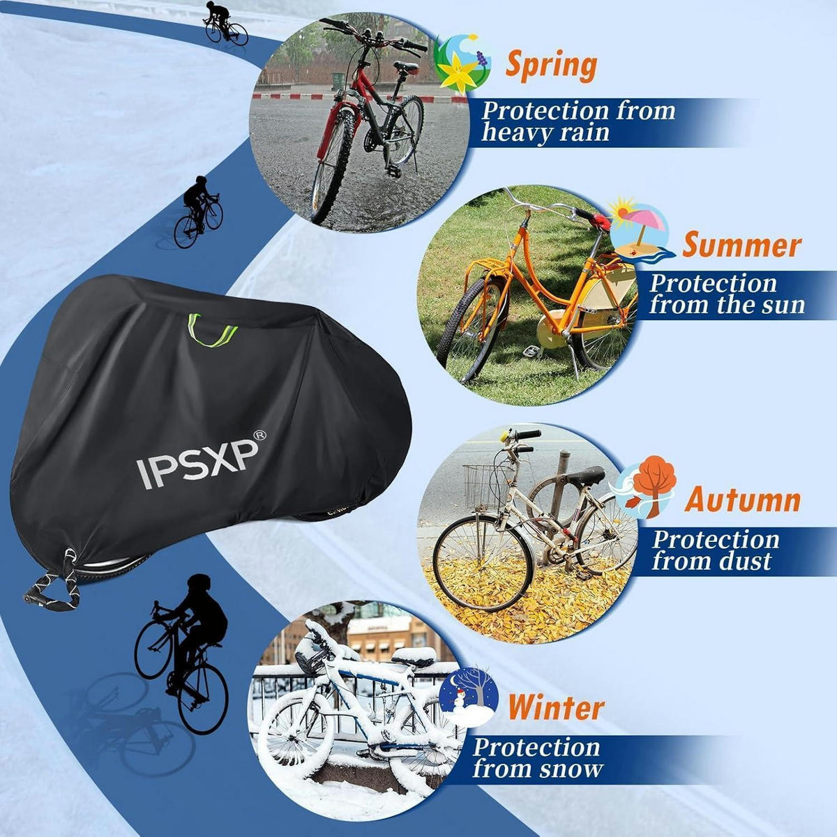 FAHRRADABDECKUNG 210D Oxford Wasserdicht 208 x 112 x 76 cm - Schwarz, Textil (3/20/10cm)