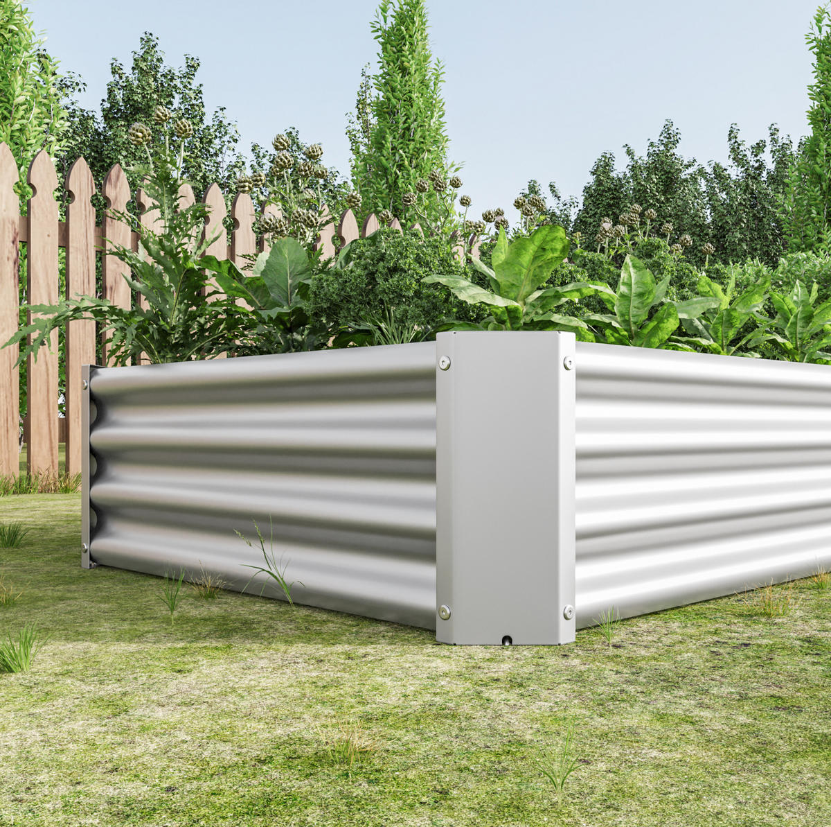 BLUMENKASTEN aus Metall 180x90x30 cm in Silber - Silberfarben, Metall (90/30/180cm) - Modfu