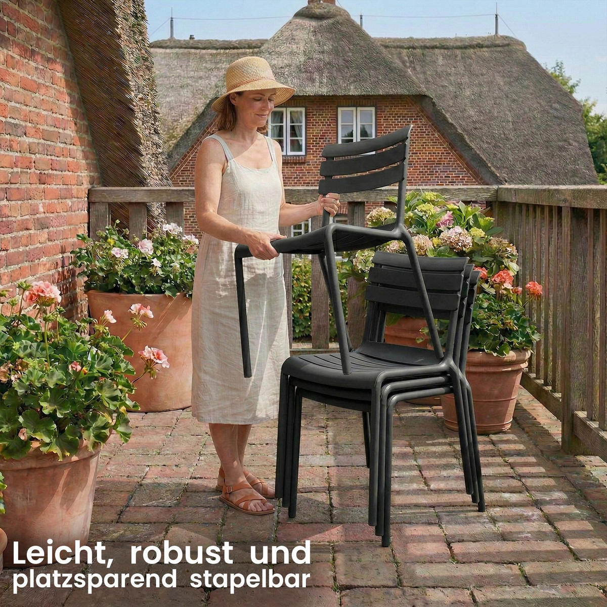 GARTENSTUHL Kunststoff Schwarz - Schwarz, Kunststoff (49/82/59cm) - CLP