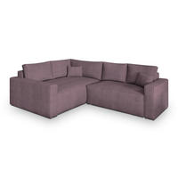 ECKSOFA ERONIS L-S Lila Kordstoff mit Schlaffunktion - Lila, Holz (265/194cm) - MASSENO