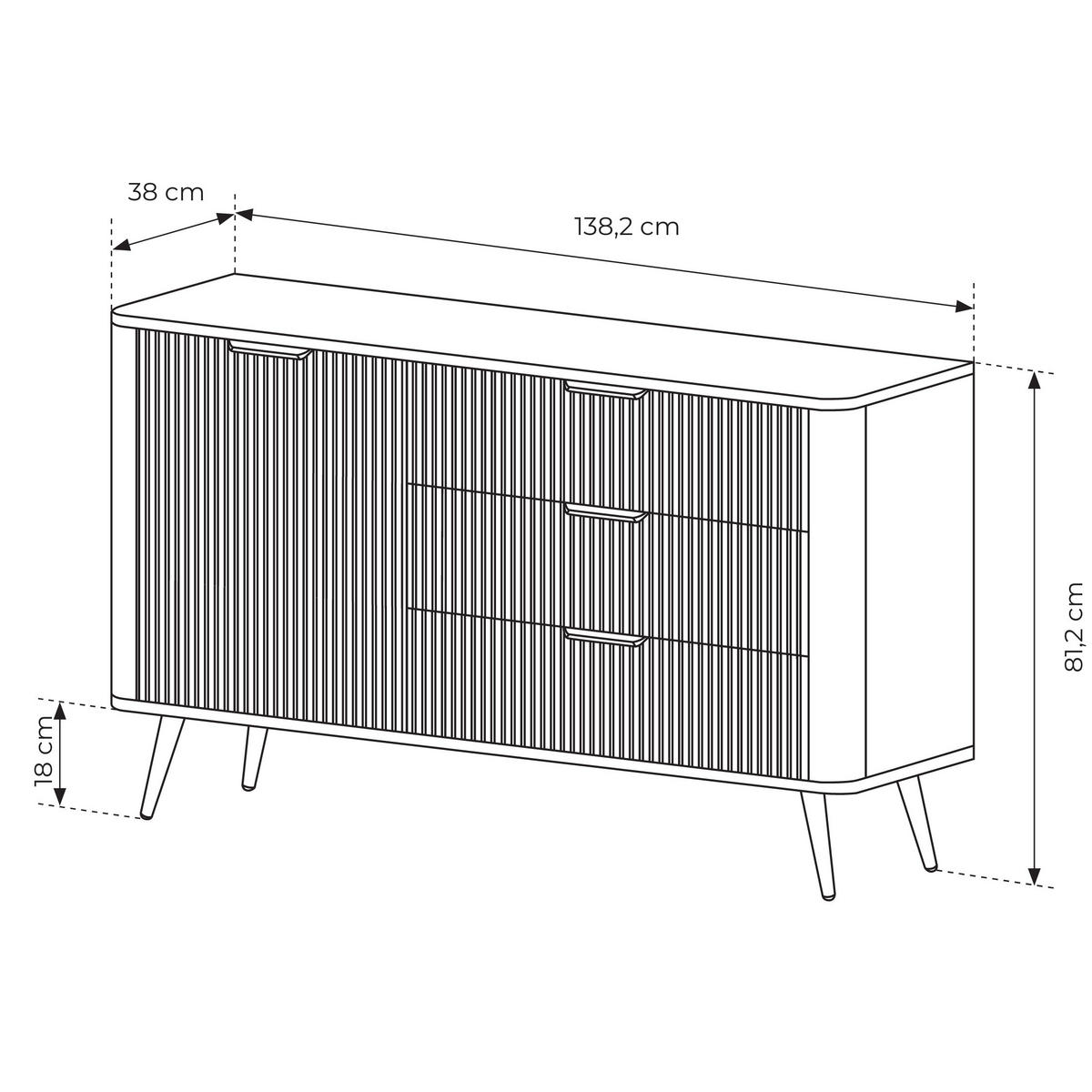 KOMMODE: 3 Schubladen, 1 Tür, Kaschmir, goldene Beine, 138,2 x 81,2 x 38 cm - Kaschmir, Holzwerkstoff (138.2/81.2/38cm) - 3XE LIVING