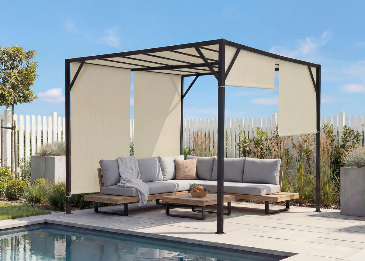 PERGOLA BEJA Cremeweiß - Weiß, Metall (305/212/305cm) - MCW