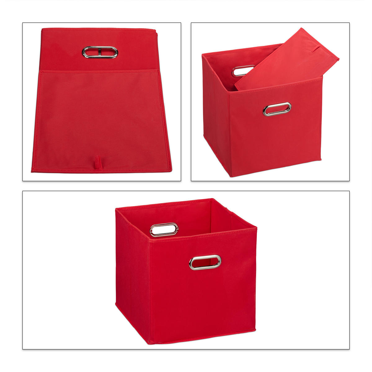 4XAUFBEWAHRUNGSBOX - Rot, Wellpappe/Textil (30/30/30cm) - Relaxdays