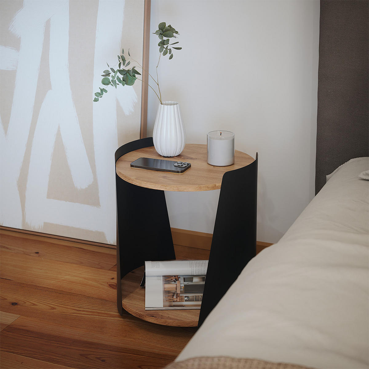 KONFERENČNÍ STŮL Lofta Černá 40 x 40 cm - černá/barva dubu, kompozitní dřevo (40/40/46cm) - Vicco