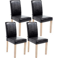 ESSZIMMERSTUHL Ines, 4er Set Kunstleder, Gestell Holz Natura Schwarz - Schwarz/Naturfarben, Holz/Textil (41/91/47cm) - TPFLiving