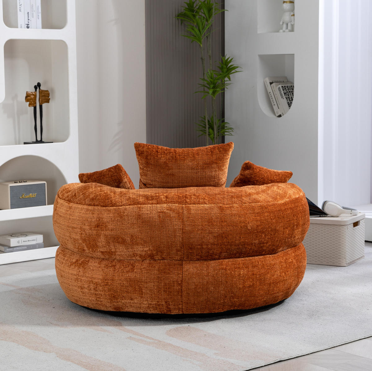 SITZSACK Chenille 108 x 108 x 52 cm Orange - Orange, Kunststoff (108/52/108cm) - Beauniv