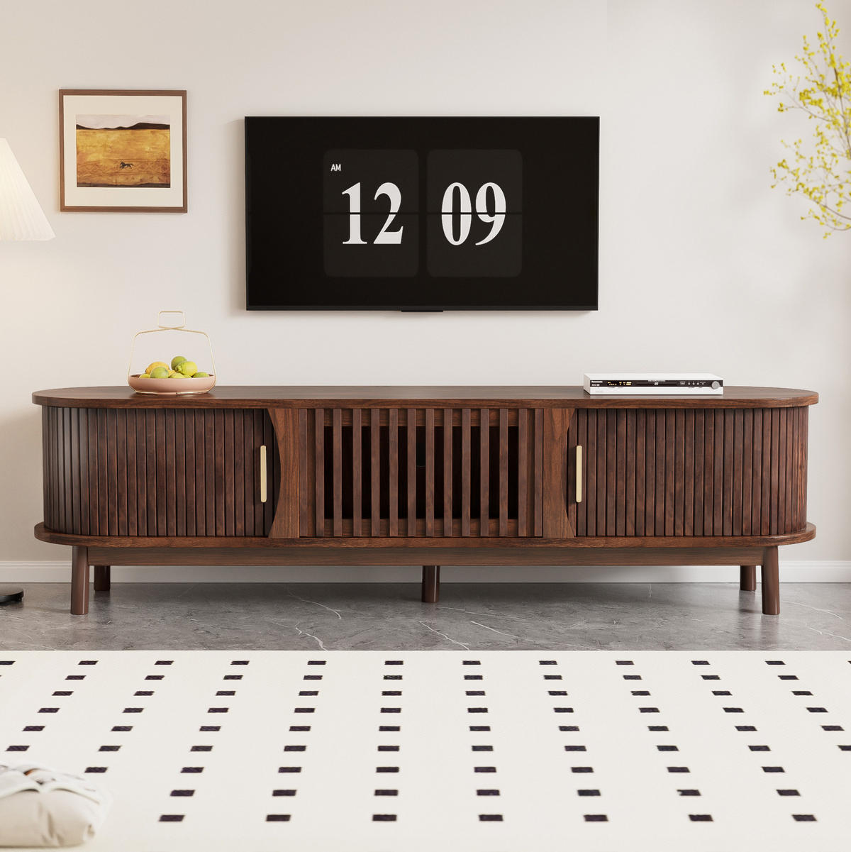 LOWBOARD 165/39,5/46 cm aus MDF mit Schiebetüren und Klapptür Braun - Braun, Holzwerkstoff (165/46/39.5cm) - Modenvie