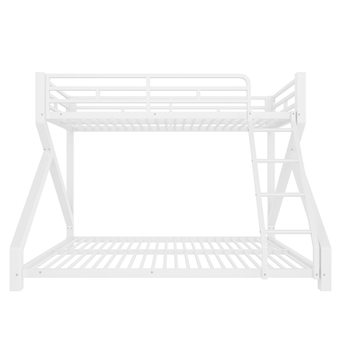 ETAGENBETT 90x200cm + 140x200cm Weiß Metall LED-Licht - Weiß, Metall (140/200cm) - FLIEKS