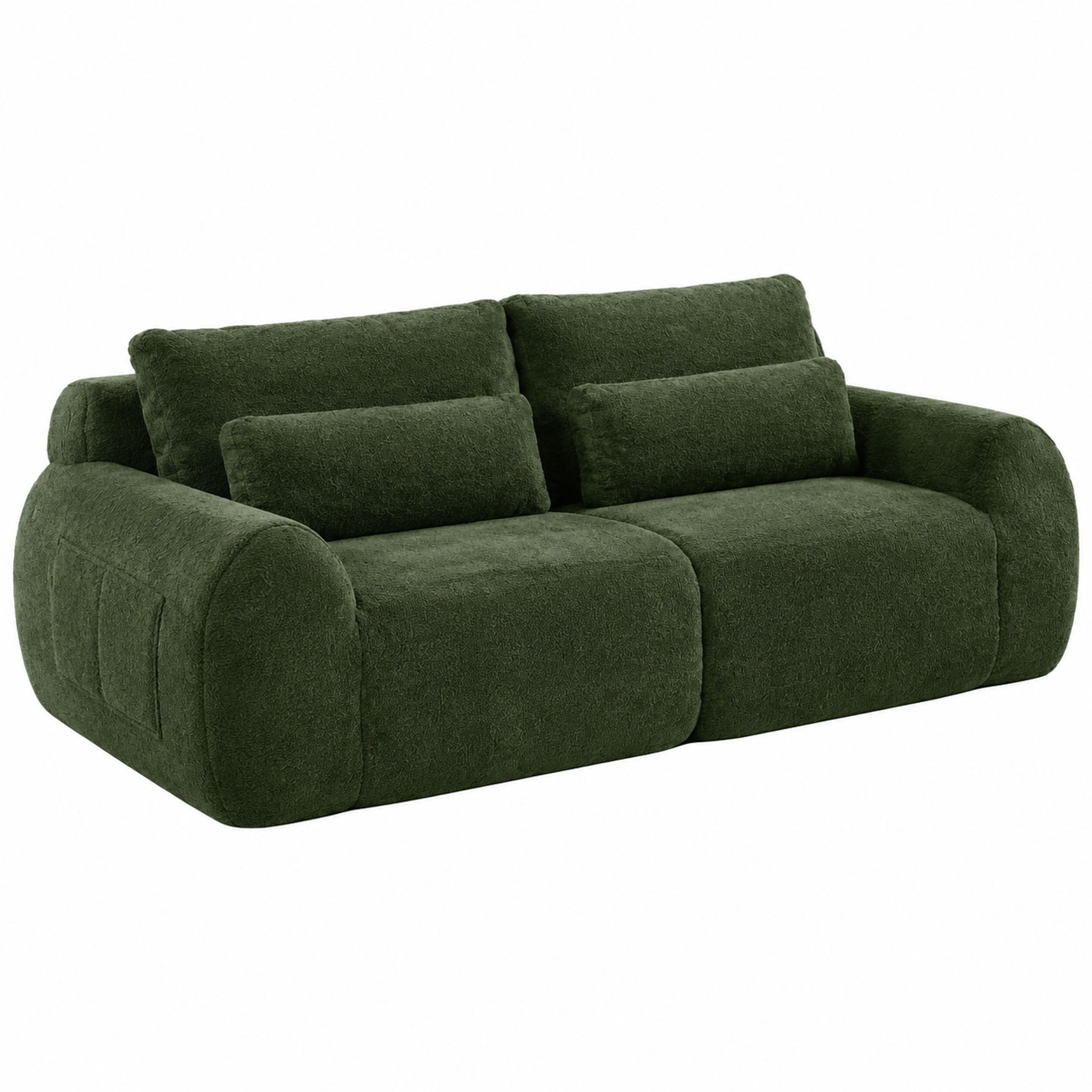 SOFA mit USB-Anschluss 2-Sitzer Green - Grün, Kunststoff (208/81/101cm) - Meubliv
