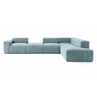 5-SITZER modulares Ecksofa HEAVEN SET 5 Rechts, Breite 380 cm Webstoff Blaugrau - Blaugrau/Schwarz, Holz/Kunststoff (245/380cm) - Muffo