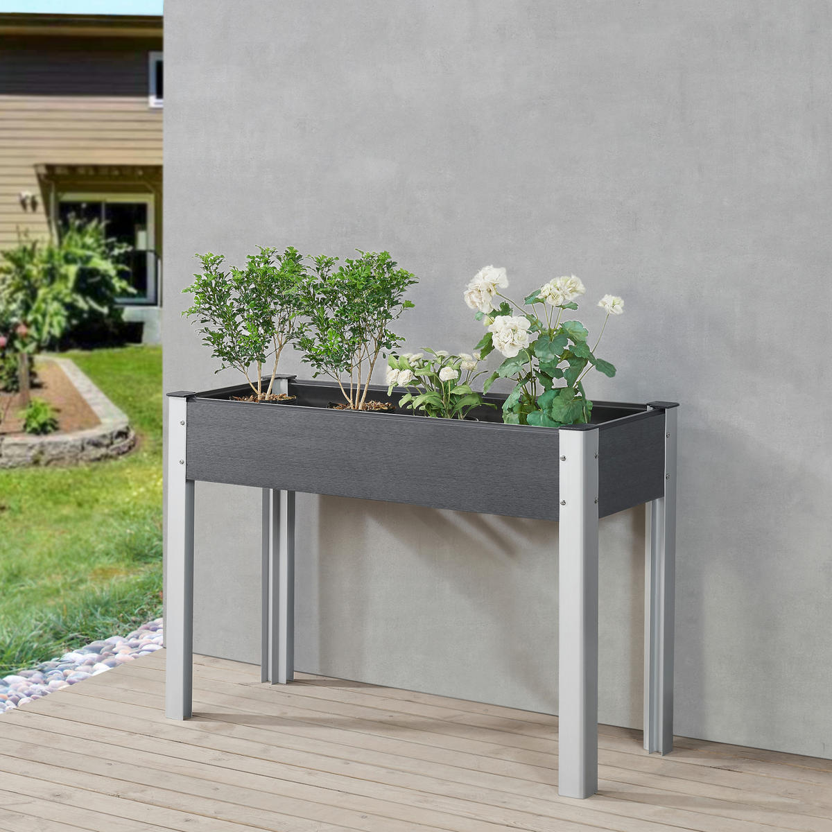 HOCHBEET Beverwijk - Dunkelgrau, Metall (100/75/40cm) - [en.casa]