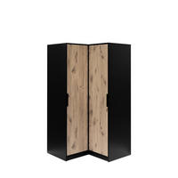 DREHTÜRENSCHRANK SION 108,5/200/57,5 cm 2-türig Schwarz - Eichefarben/Schwarz, Holzwerkstoff (108.5/200/57.5cm) - MASSENO