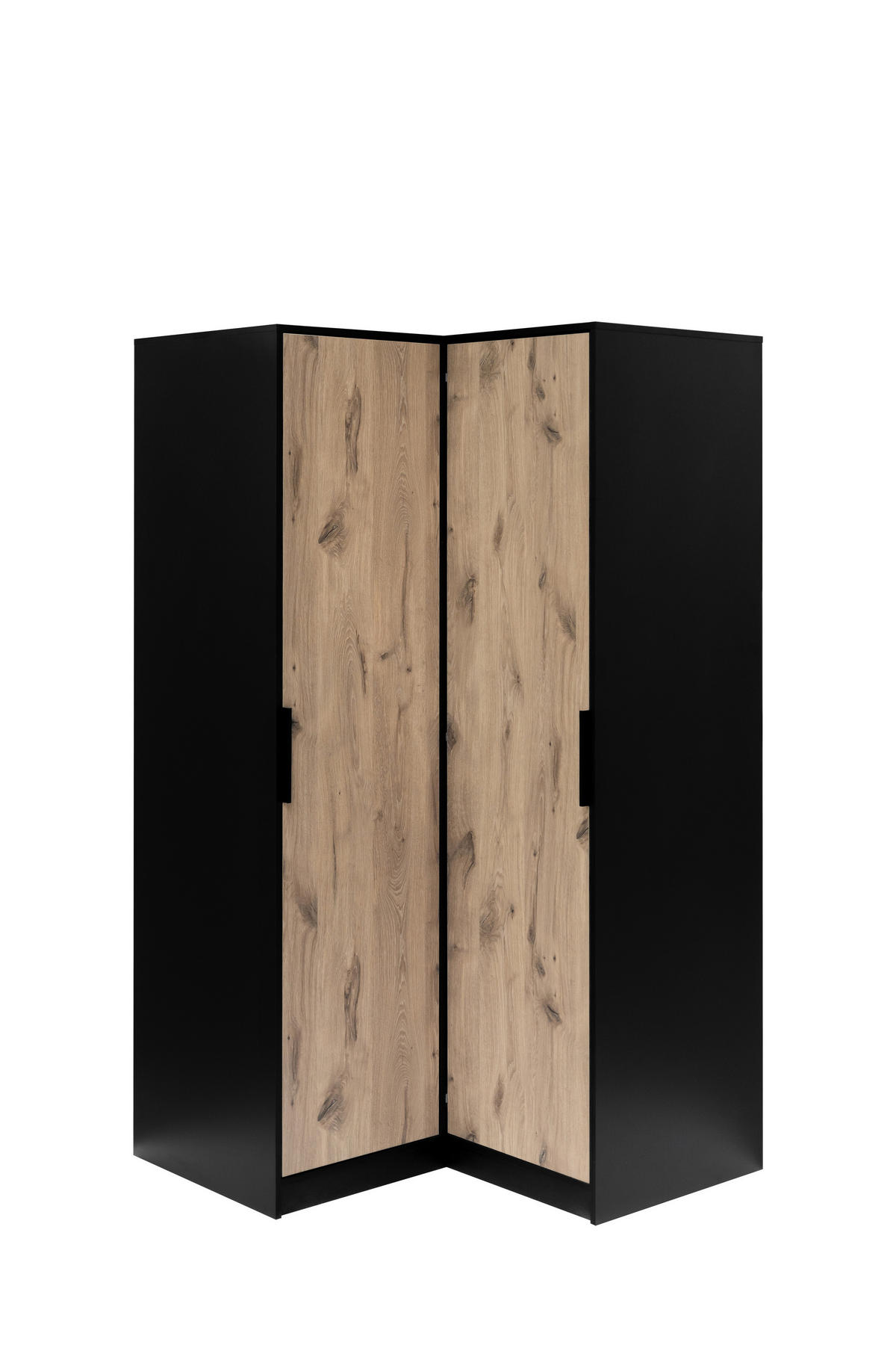 DREHTÜRENSCHRANK SION 108,5/200/57,5 cm 2-türig Schwarz - Eichefarben/Schwarz, Holzwerkstoff (108.5/200/57.5cm) - MASSENO