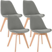 STUHL 4 Stoff Hellgrau - Eukalyptusholzfarben/Hellgrau, Holz/Textil (49/83/50cm) - CLP