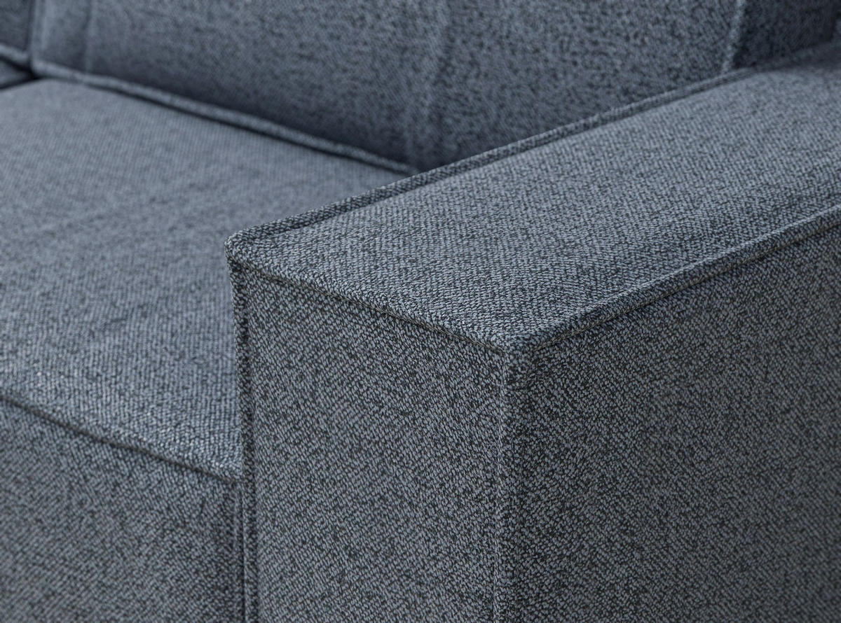 ECKSOFA MIT SCHLAFFUNKTION Zaya Blau Grau Webstoff - Blaugrau/Schwarz, Holz/Holzwerkstoff (255/148cm) - Maison de Reve