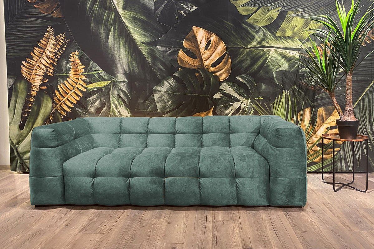 SOFA RIO Petrol Velvet - Petrol/Schwarz, Textil (236/68/105cm) - KAWOLA