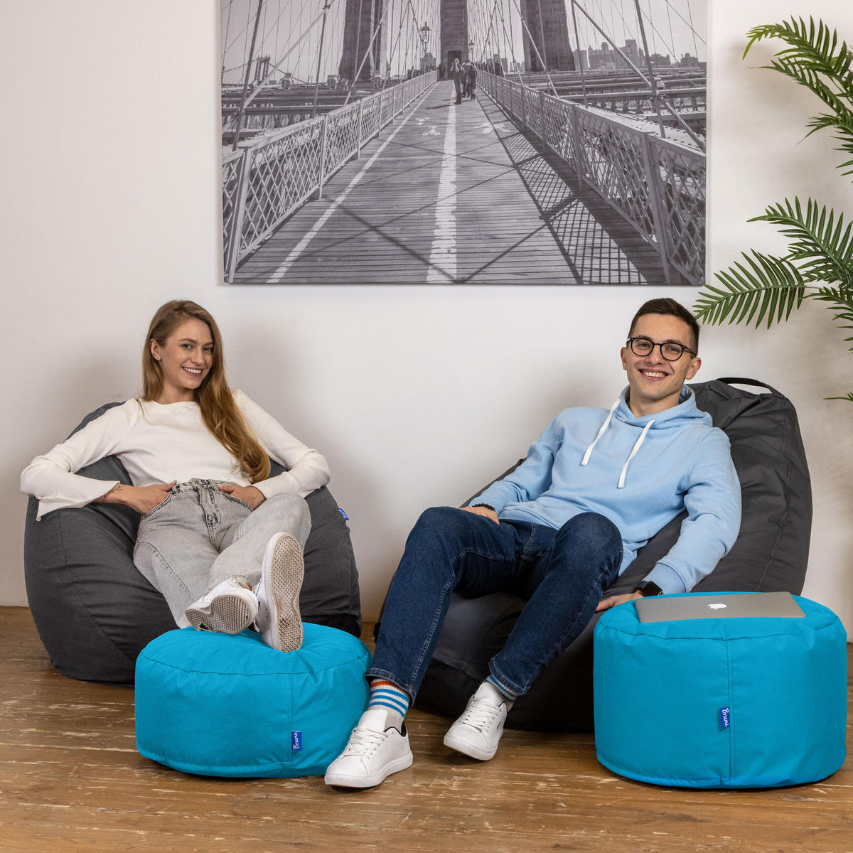 POUF M lichtblau - Blau/Hellblau, Textil (500/200/500cm) - Bruni