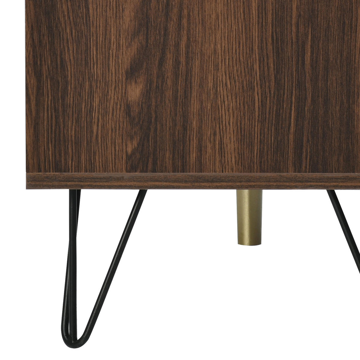 TV-LOWBOARD in Natur mit 2 Türen, Eisenfüßen und goldfarbenen Griffen 155/38/48 cm - Eichefarben, Holzwerkstoff (155/48/38cm) - Redom