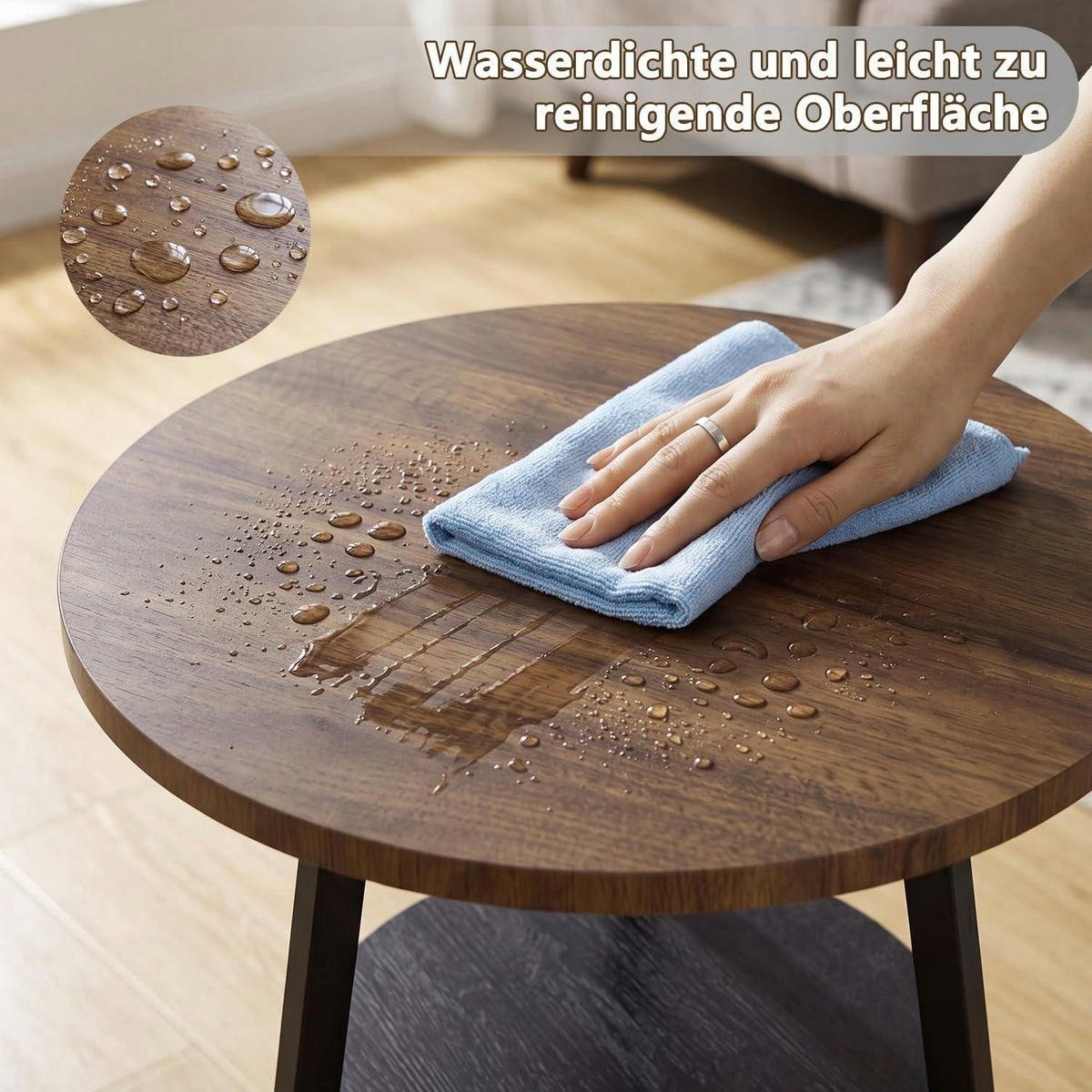 BEISTELLTISCH Rund Nussbaumoptik 55 cm - Braun, Holzwerkstoff (39.4/39.4/55cm)