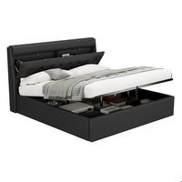 POLSTERBETT 180x200cm Schwarz PU Mit Hydraulik & Verdecktem Stauraum - Schwarz, Leder (180/200cm) - FLIEKS