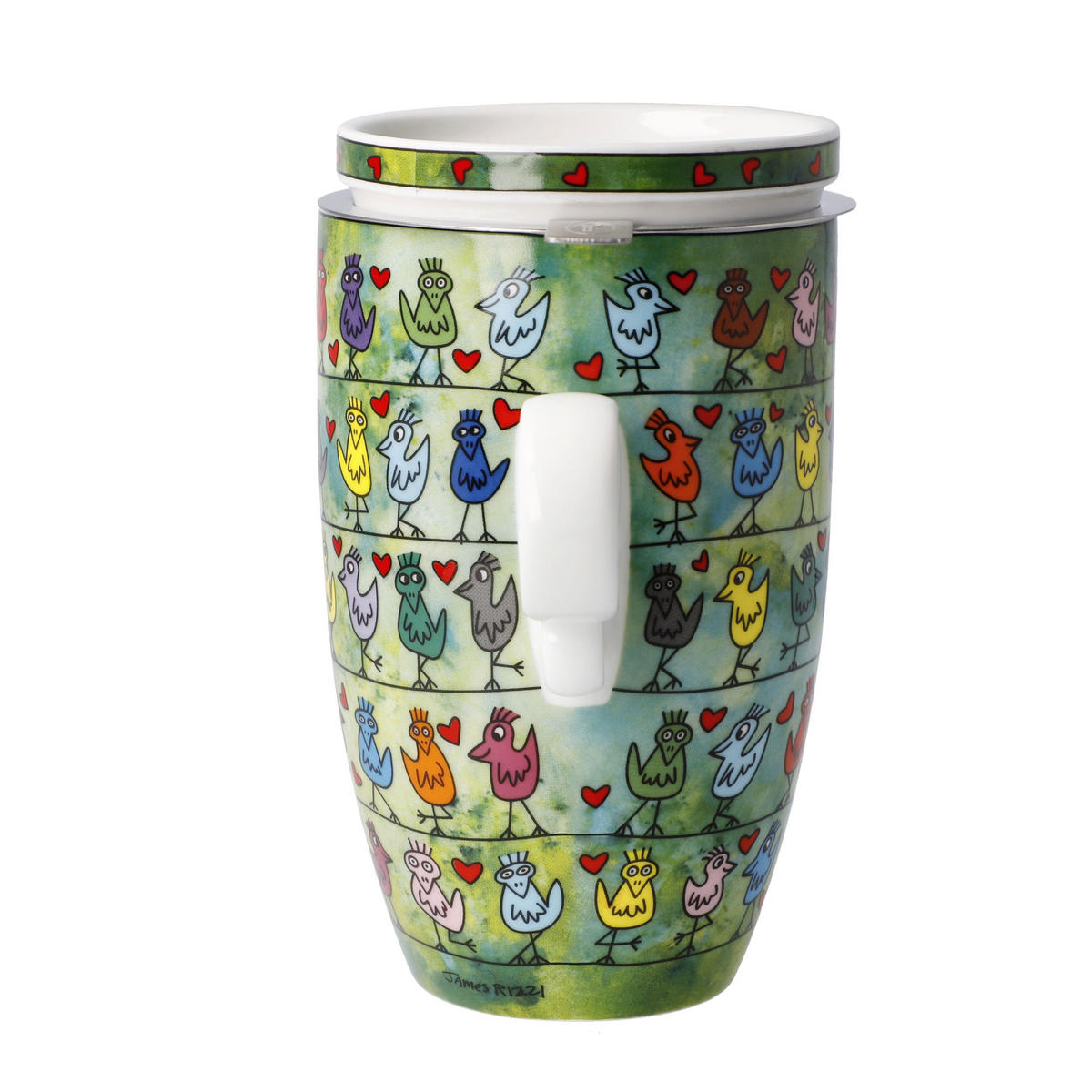 TEETASSE James Rizzi - Birds on a Love Wire, Fine Bone China, Bunt, 450 ml - Multicolor, Keramik (0.45L) - Goebel
