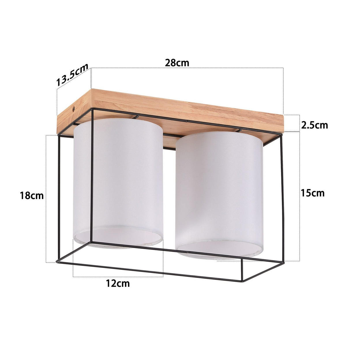 DECKENLEUCHTE Lockhart 13.5/28/21cm - Schwarz, Metall (28/13.5/21cm) - Nettlife