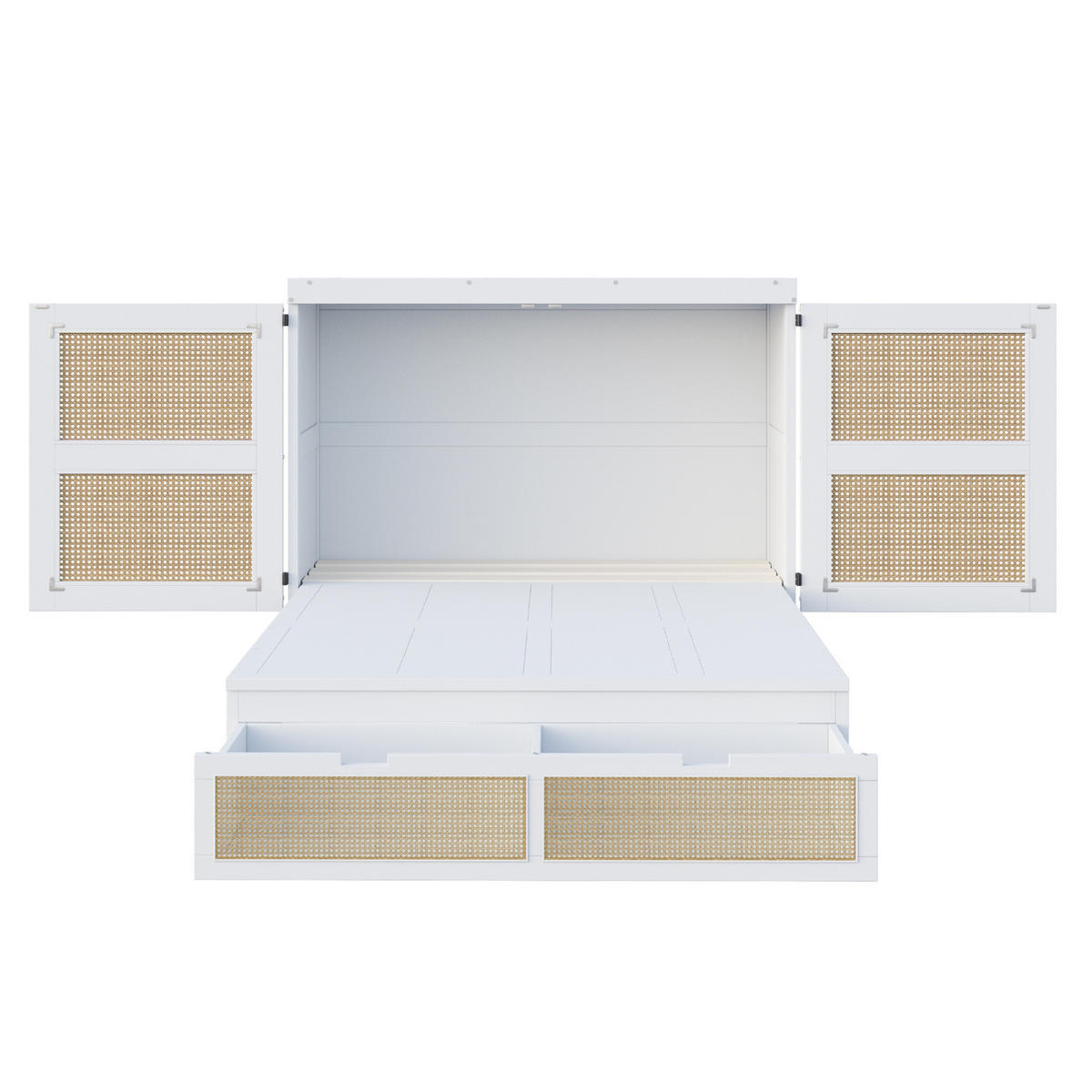 BETT 140/200 cm als Wandklappbett in Weiß – inkl. Lattenrost & Stauraum - Weiß, Holzwerkstoff (140/200cm) - BEAOK