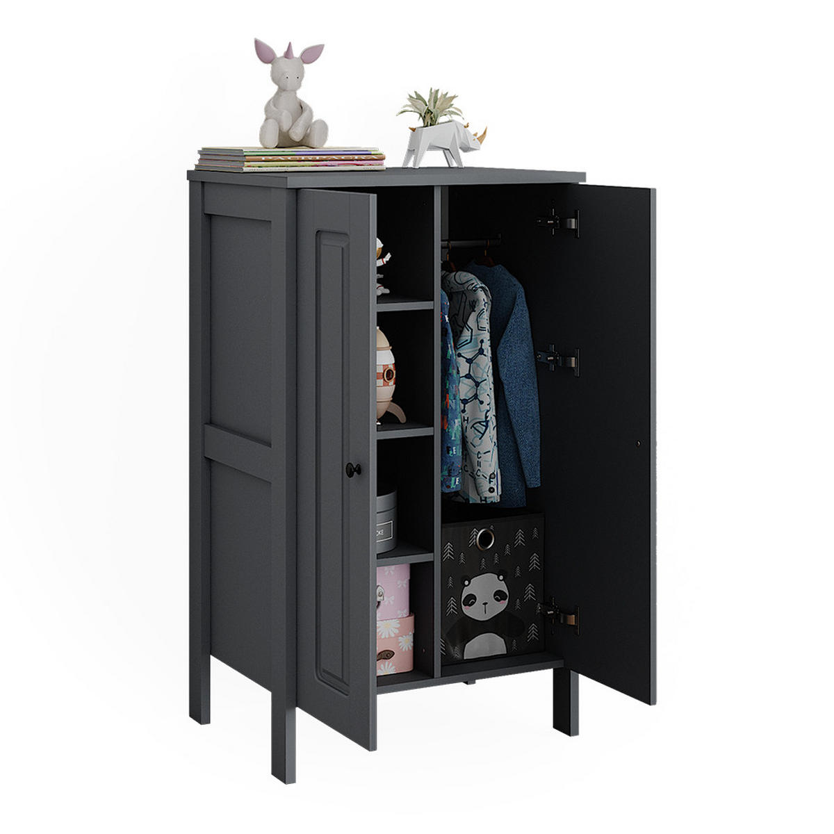 KINDERKLEIDERSCHRANK Ajaton Grau 70 x 120.6 cm - Grau, Holzwerkstoff (70/120.6/53.4cm) - VitaliSpa