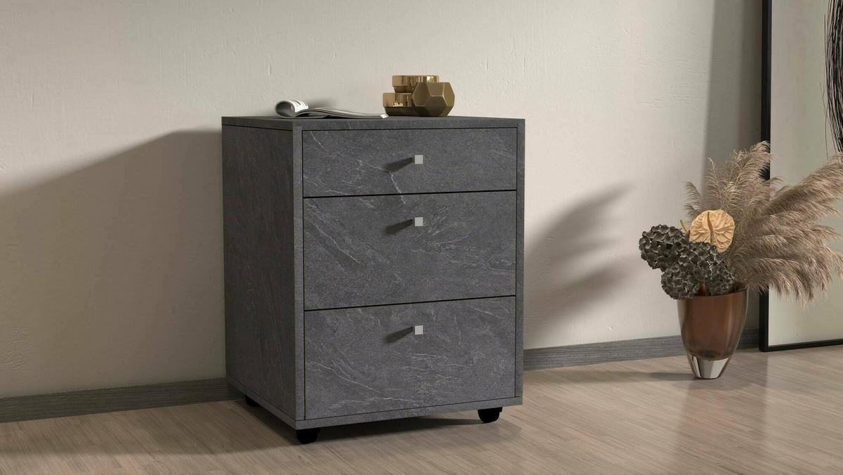 KOMMODE Schiefer 45/47/61 cm - Grau, Holzwerkstoff (47/61/45cm) - DMORA
