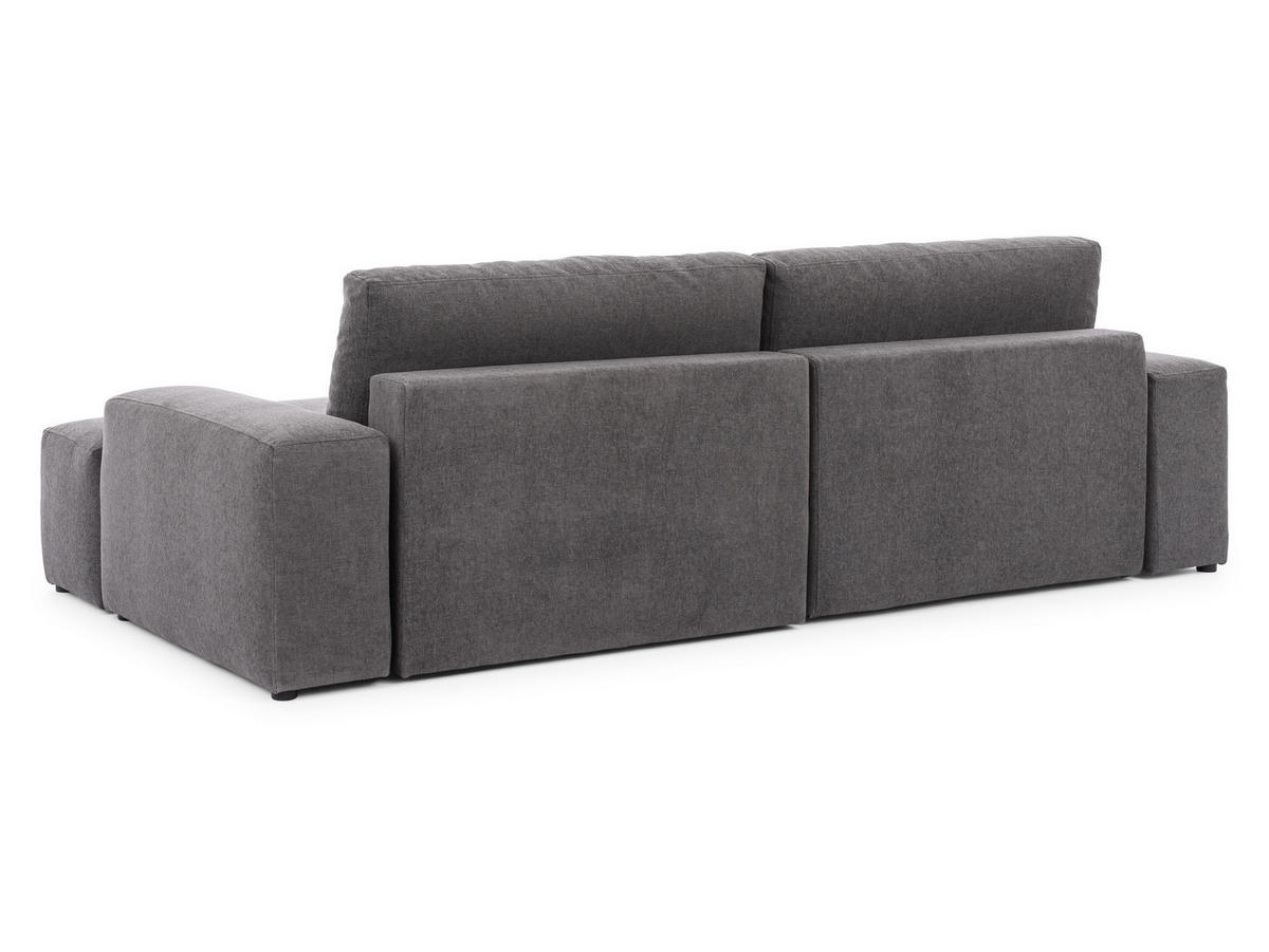 ECKSOFA inkl. Hocker Lennon aus Graphit Strukturstoff mit Schlaffunktion und Bettkasten - Graphitfarben/Schwarz, Holz/Kunststoff (264/137cm) - S-Style