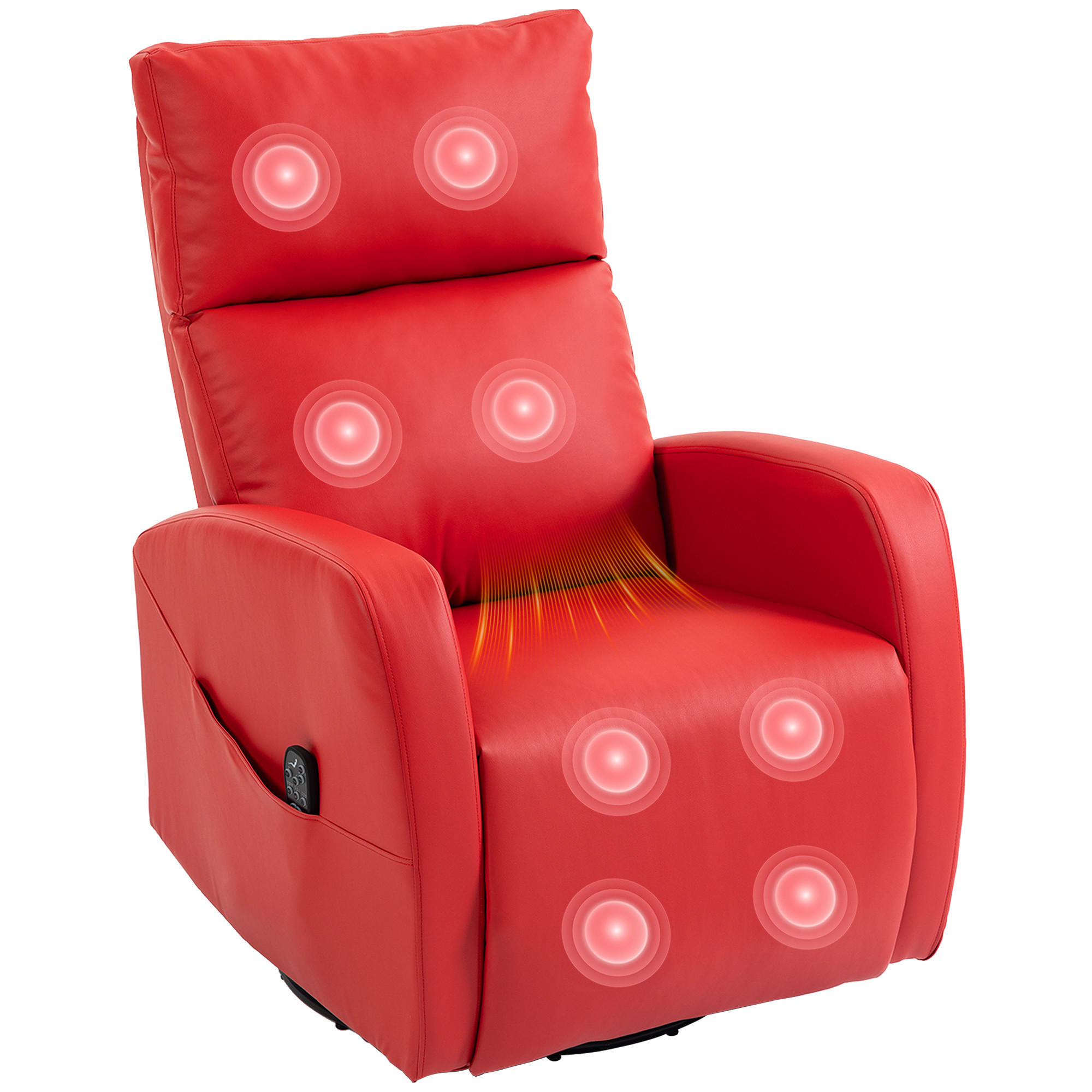 MASSAGESESSEL,LIEGEFUNKTION PU-Leder beheizte Fußstütze Fernbedienung,rot - Rot, Leder (73.5/86/97cm) - Vallsero