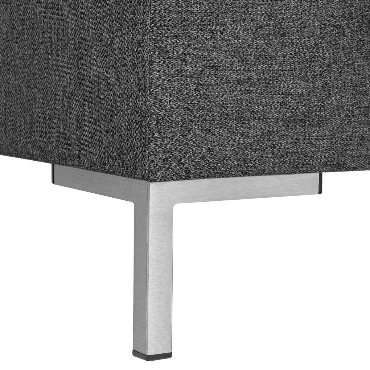 3-SITZER SOFA - Anthrazit/Silberfarben, Textil/Metall (221/82/90cm) - home24