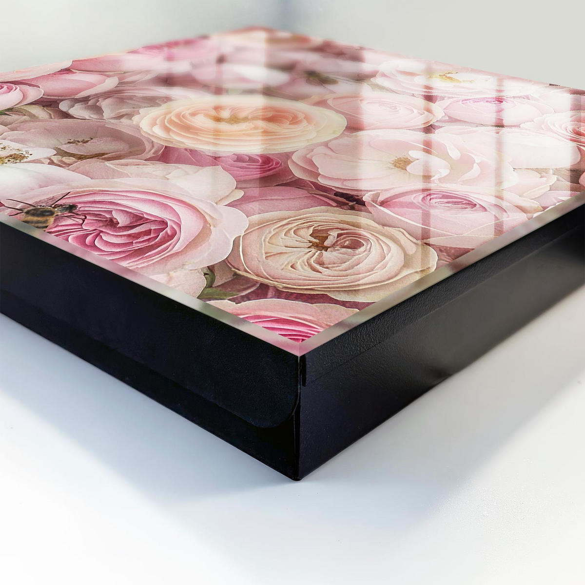 SCHLÜSSELBOX Schwarz 30x30 cm- Türöffnung nach rechts - Rose ist wunderschön - Pink, Metall (30/30/5cm) - TULUP