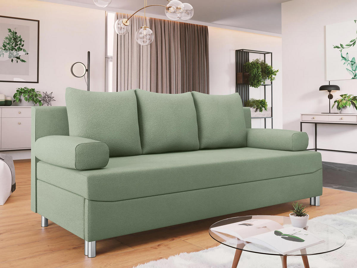 SCHLAFSOFA Dover - Chromfarben/Hellgrün, Holz/Kunststoff (192/86/80cm) - MIRJAN24