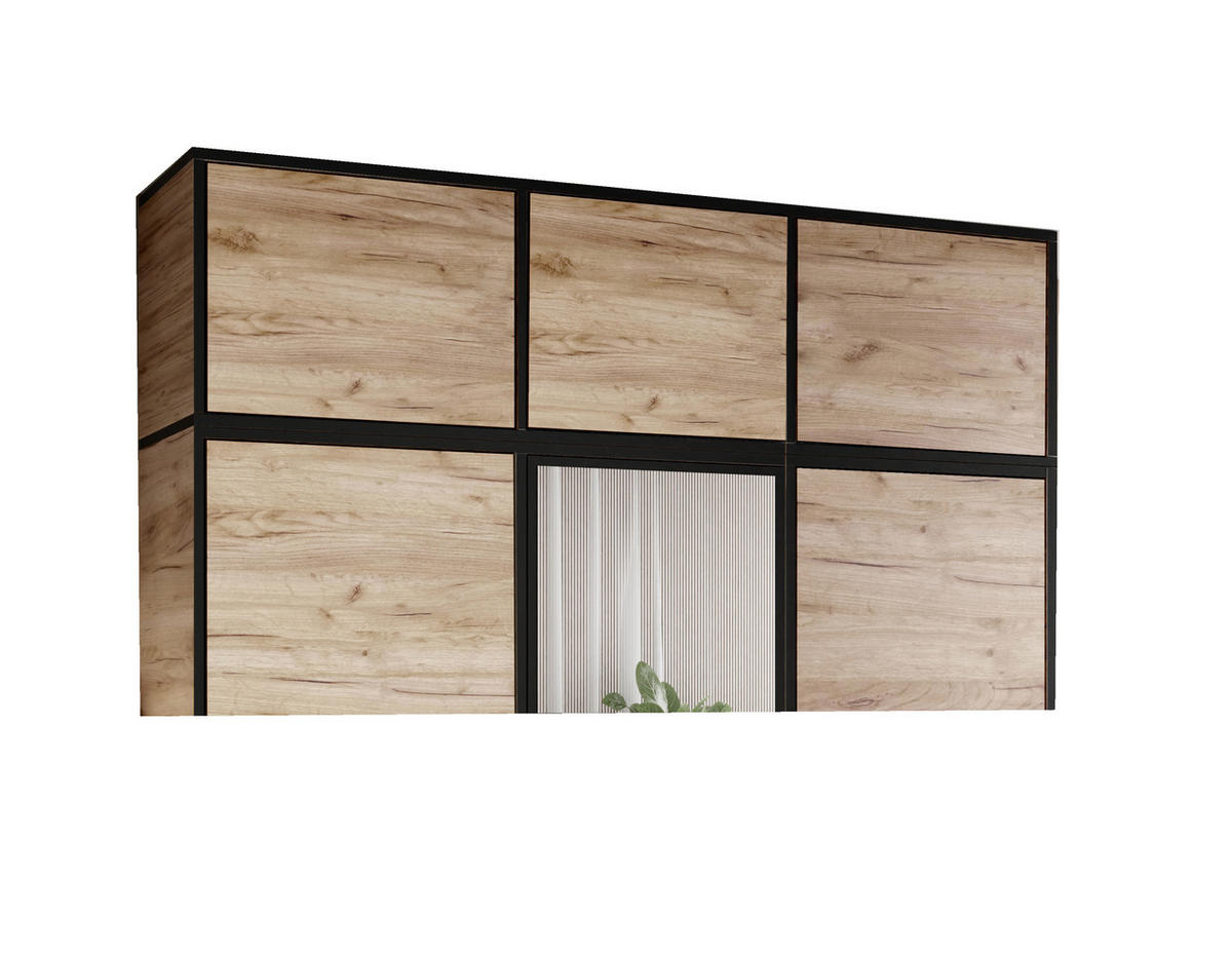 ŠATNÍ SKŘÍŇ EDEN s nástavbou 3D Dub Craft - medově dubová, kompozitní dřevo (157/247/39cm) - Kier Furniture