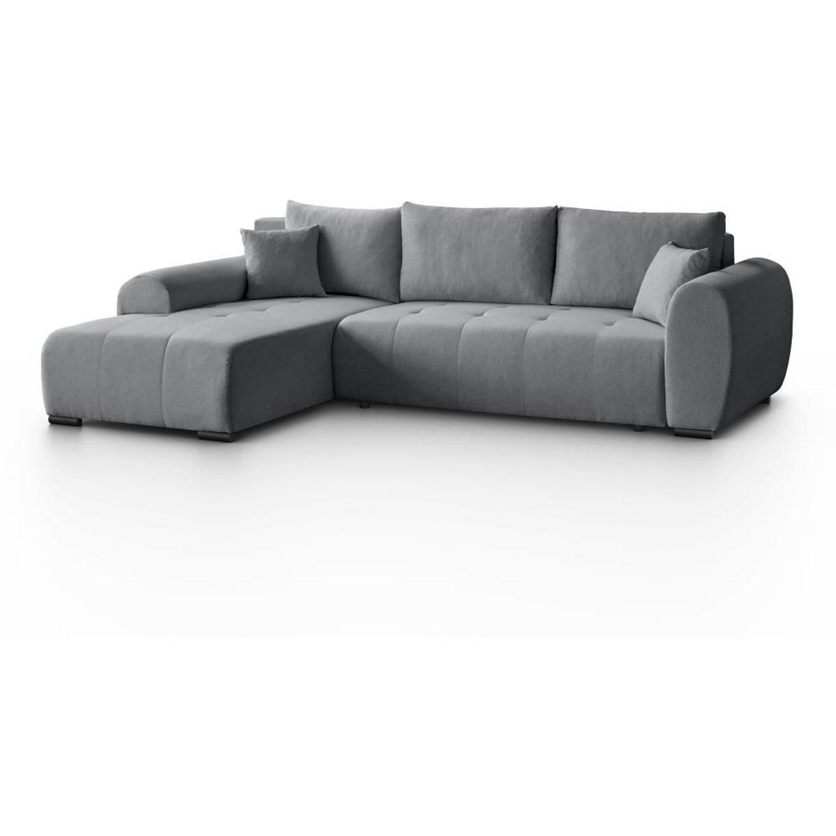 ECKSCHLAFSOFA Diana mt Bettkasten grau links - Schwarz/Grau, Textil (255/175cm) - Beautysofa