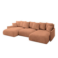 WOHNLANDSCHAFT mit Schlaffunktion und Bettkasten ONESK-U-v1 317x177x72 Koralle Velours - Koralle, Holzwerkstoff/Kunststoff (317/72/177cm) - ALTDECOR