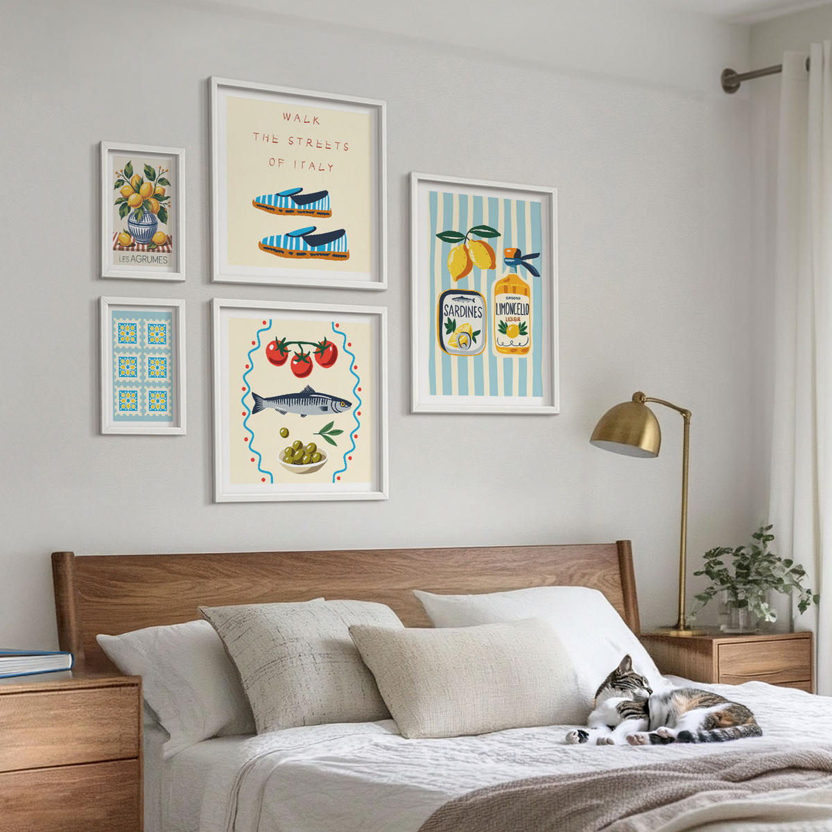 WANDBILDER 5er-Set - 50x50 cm & 20x30 cm & 40x60 cm Weißer Rahmen - Italienische Aromen, farbenfrohe Bilder - Weiß, Kunststoff (40/60cm) - ArtPrintCave
