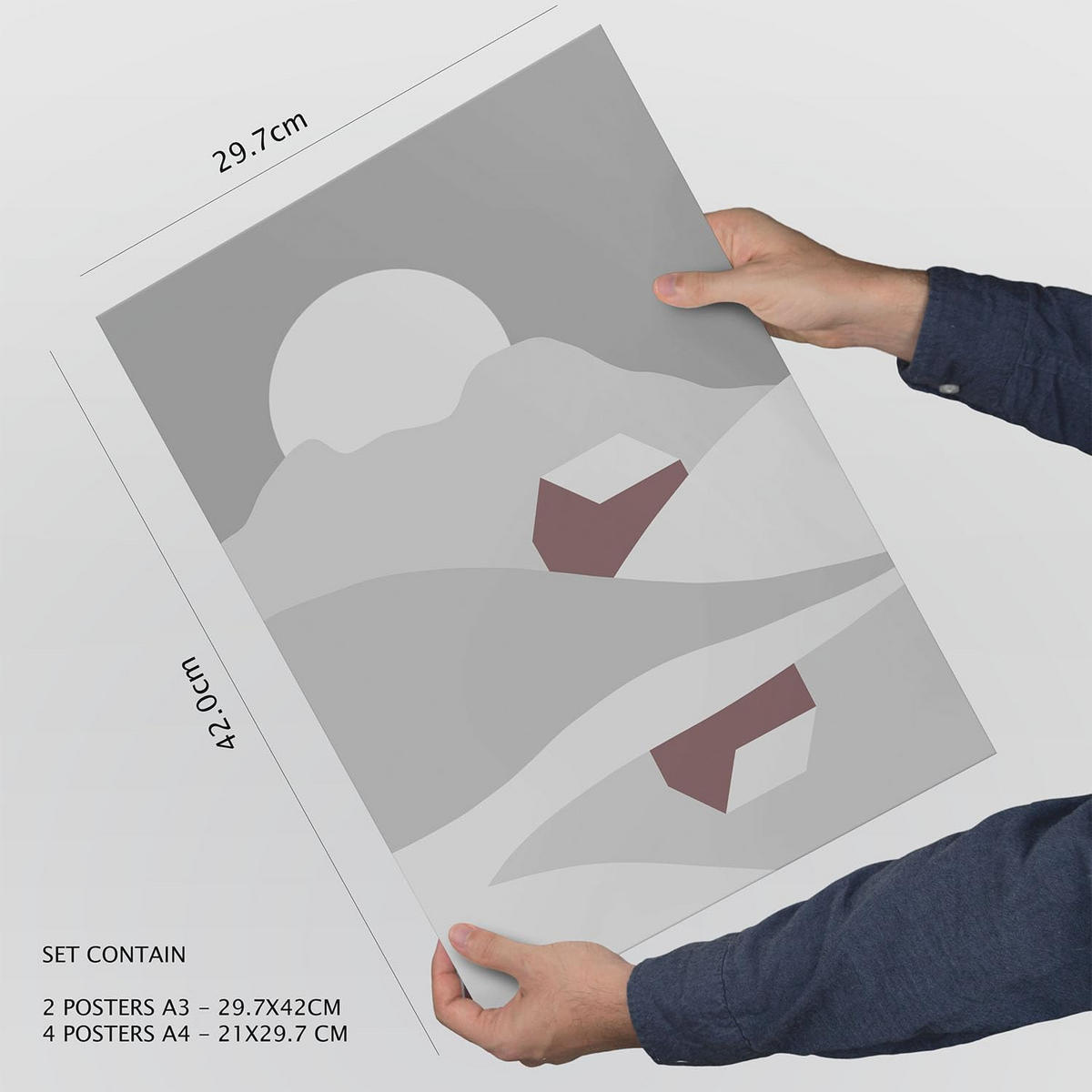 POSTER Set Mit 6 Naturtöne Landschaft Größe A3 & A4 Rahmenlos - Klar, Papier (29.7/1cm) - Nacnic