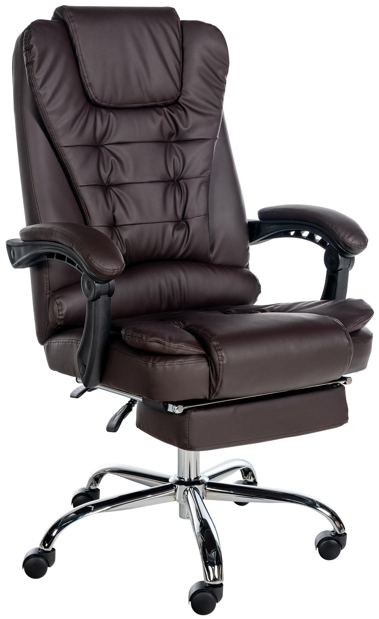 CHEFSESSEL Lederlook Braun - Chromfarben/Braun, Textil/Metall (67/115/68cm) - CLP
